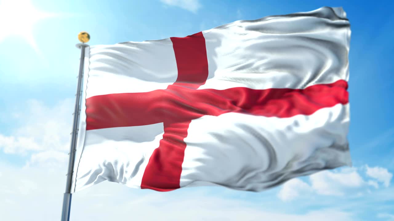 bandera de inglaterra bucle sin costuras vídeo de renderización 3d. hermoso bucle de tela textil agitando