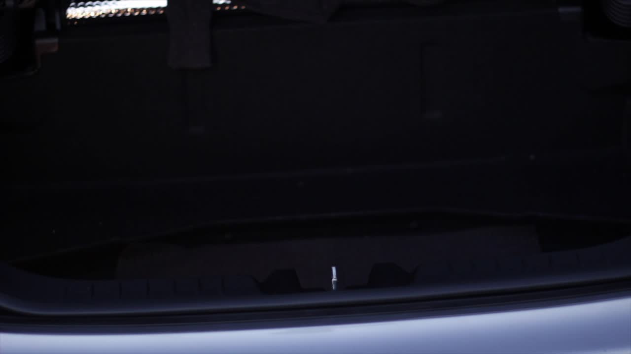 el hombre toma una maleta de cuero del equipaje del auto