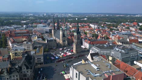 market square with the red tower and st