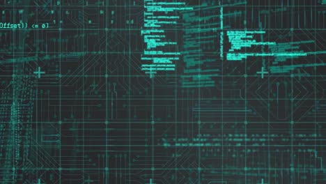 Animación-Del-Procesamiento-De-Datos-Sobre-Circuito-Integrado-En-Espacios-Verdes-Y-Negros