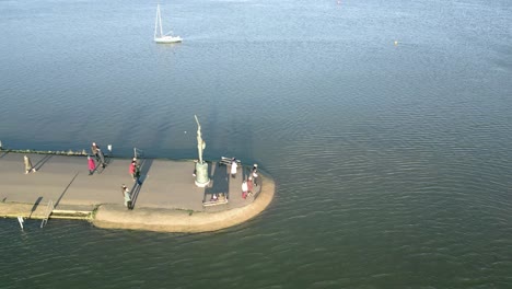 medieval knight with sword - statue of byrhtnoth in maldon promenade in essex, uk