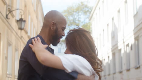 interracial couple dancing bachata in the old town street 8