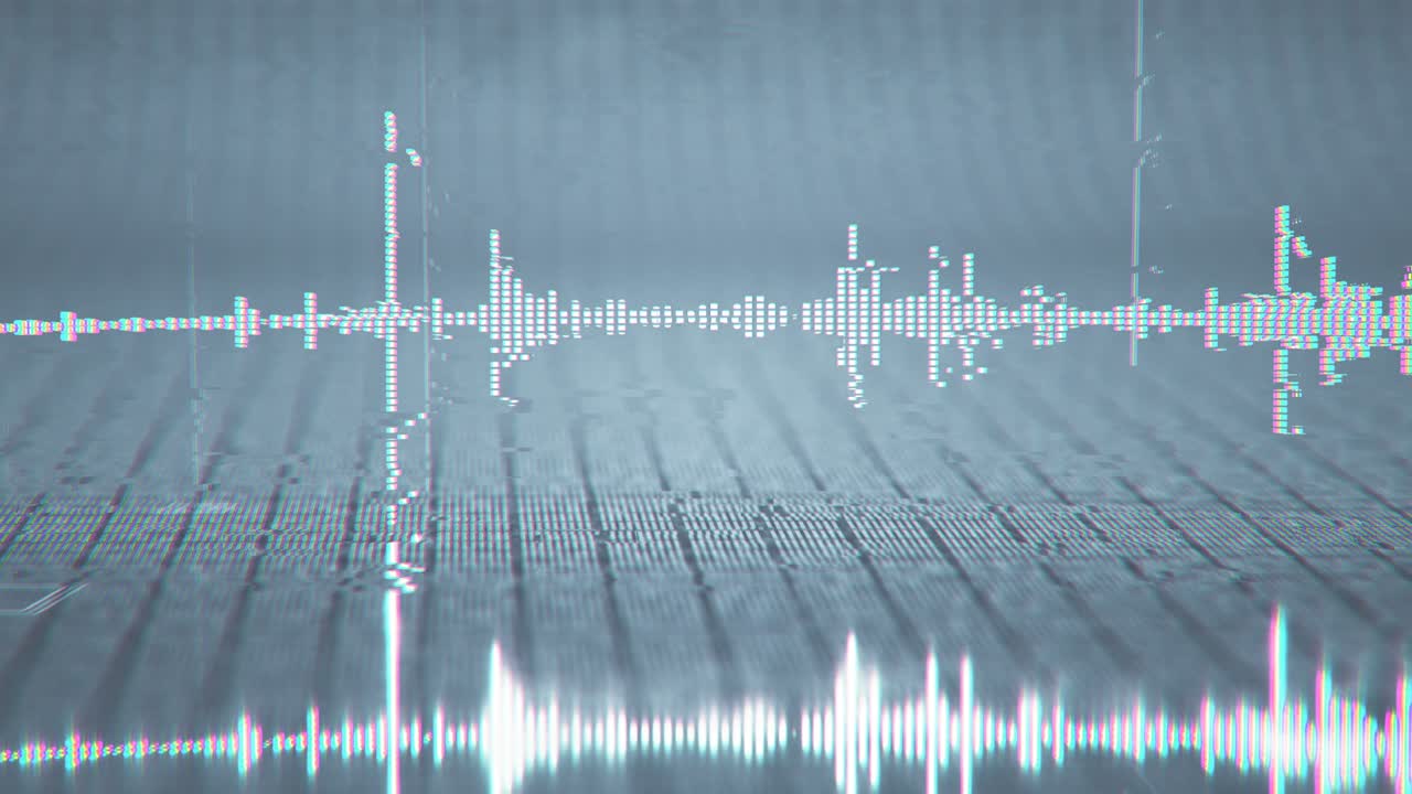 Digital soundwave equalizer with glitch effect seamless loop 3D render animation