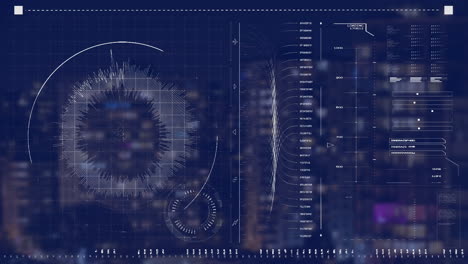 procesamiento de datos en fondo azul