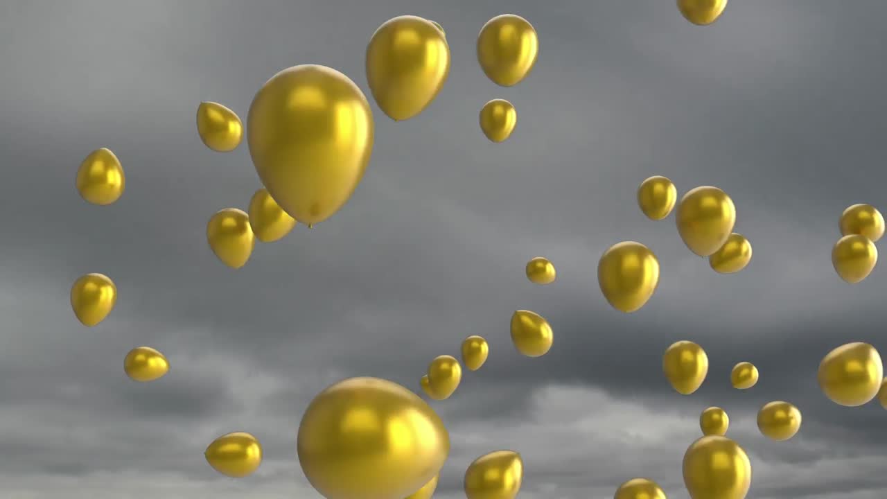 animación de un grupo de globos múltiples en el cielo