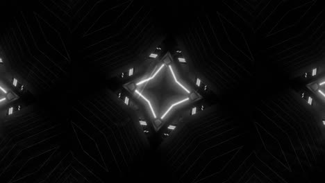 vj loop - black and white kaleidoscope spinning to reveal shifting shapes of squares and triangles