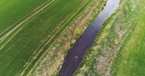 Bergfluss-Im-Grünen-Wald-Luftaufnahmen