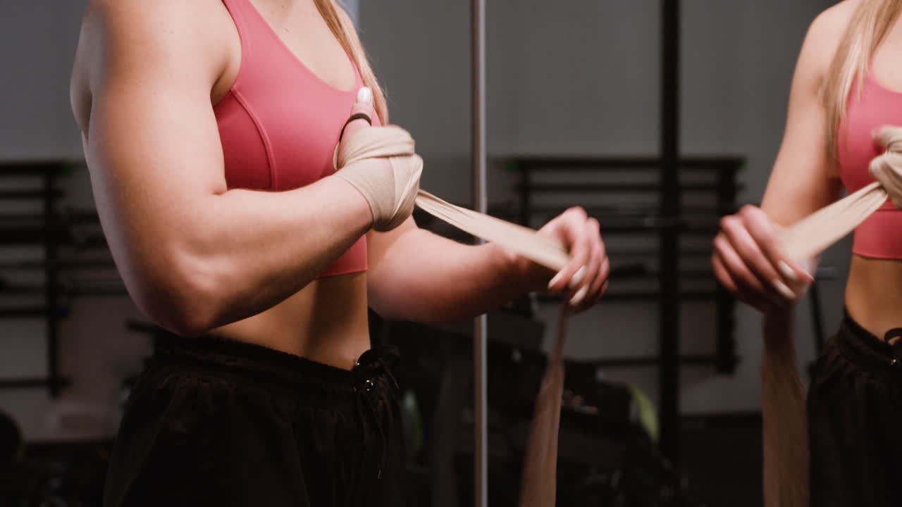 Woman preparing for boxing training