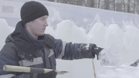 ice sculptor at work