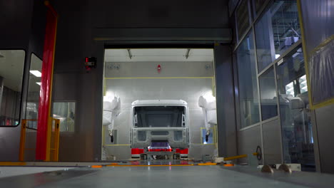 truck cab painting in a factory