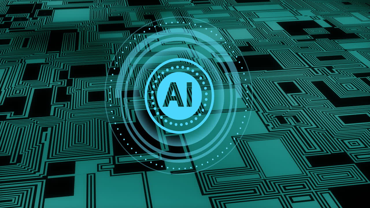 Animation of scope scanning with ai text over green shapes