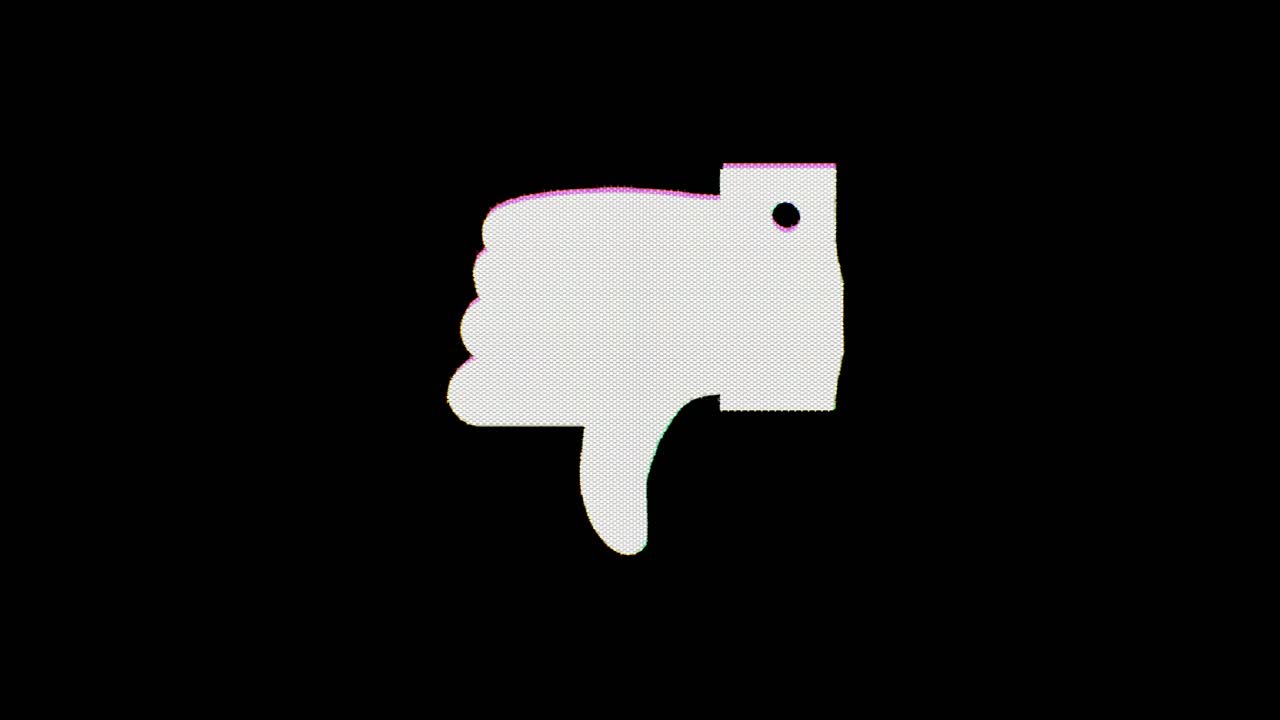 Et tommelfinger-ned- eller nej-ikon glitcher ind, forvrænges i et par sekunder og glitcher derefter ud