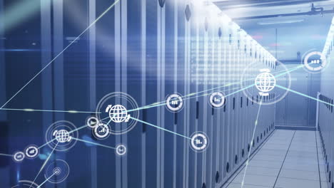 animation of network of connections with globe and statistics icons