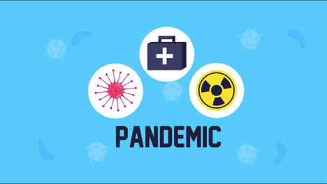 covid19 pandemic set icons animation