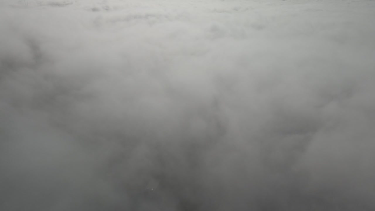 두꺼운 구름 층 위를 날아다니며 매우 털이 많은 것처럼 보입니다.