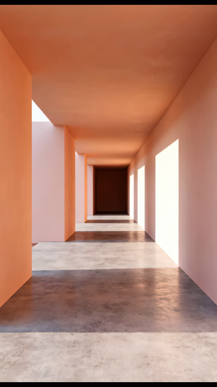 Lapso de tempo de luz e sombras se movendo em um corredor moderno