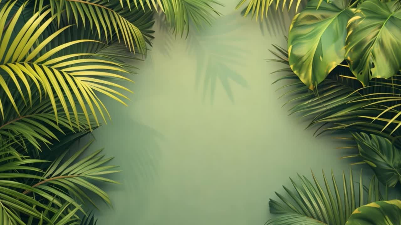 Tropical Green Leaf Frame Background