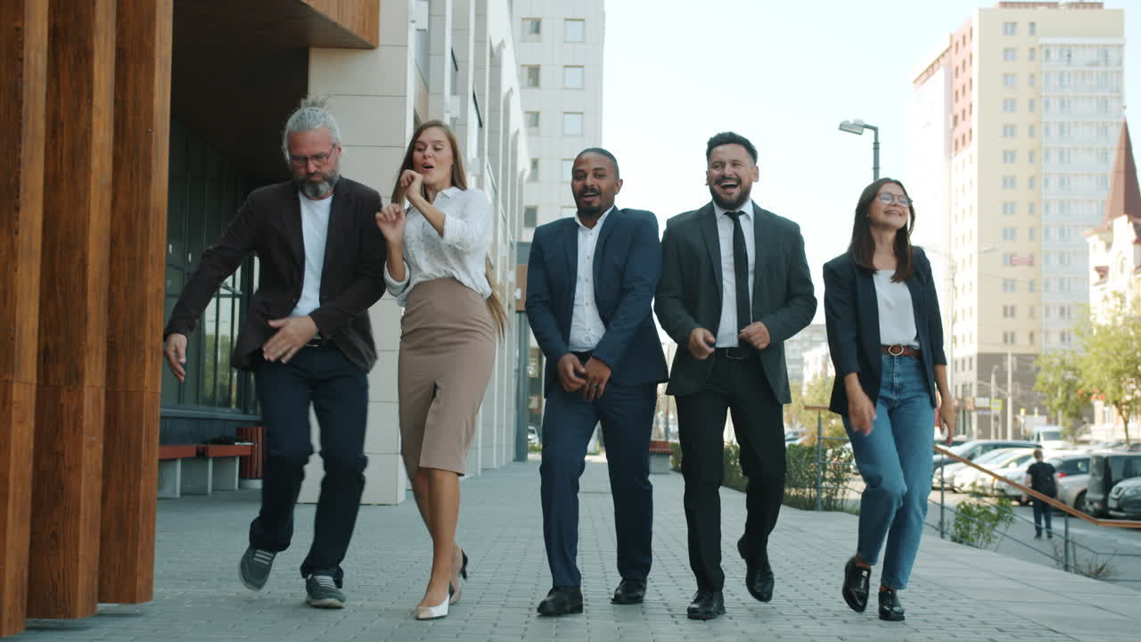 Business Team Dancing Outdoors