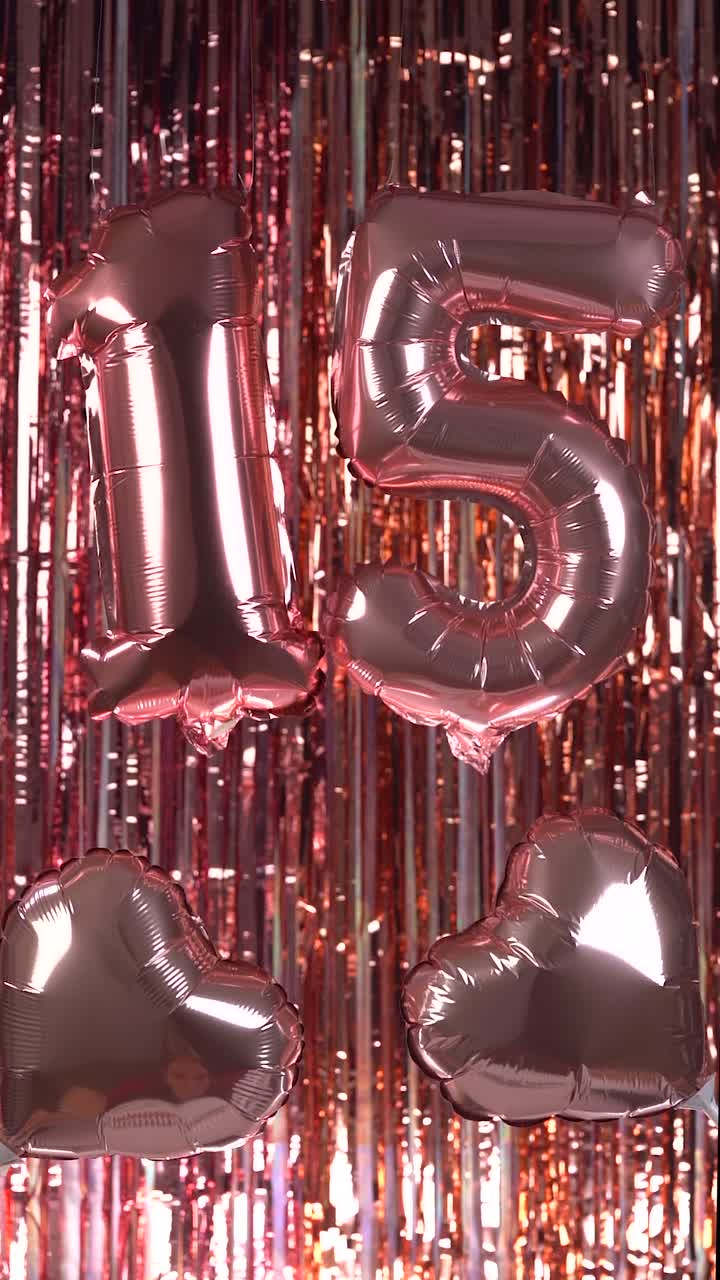 Palloncini festivi numero 15 color oro rosa con cuori