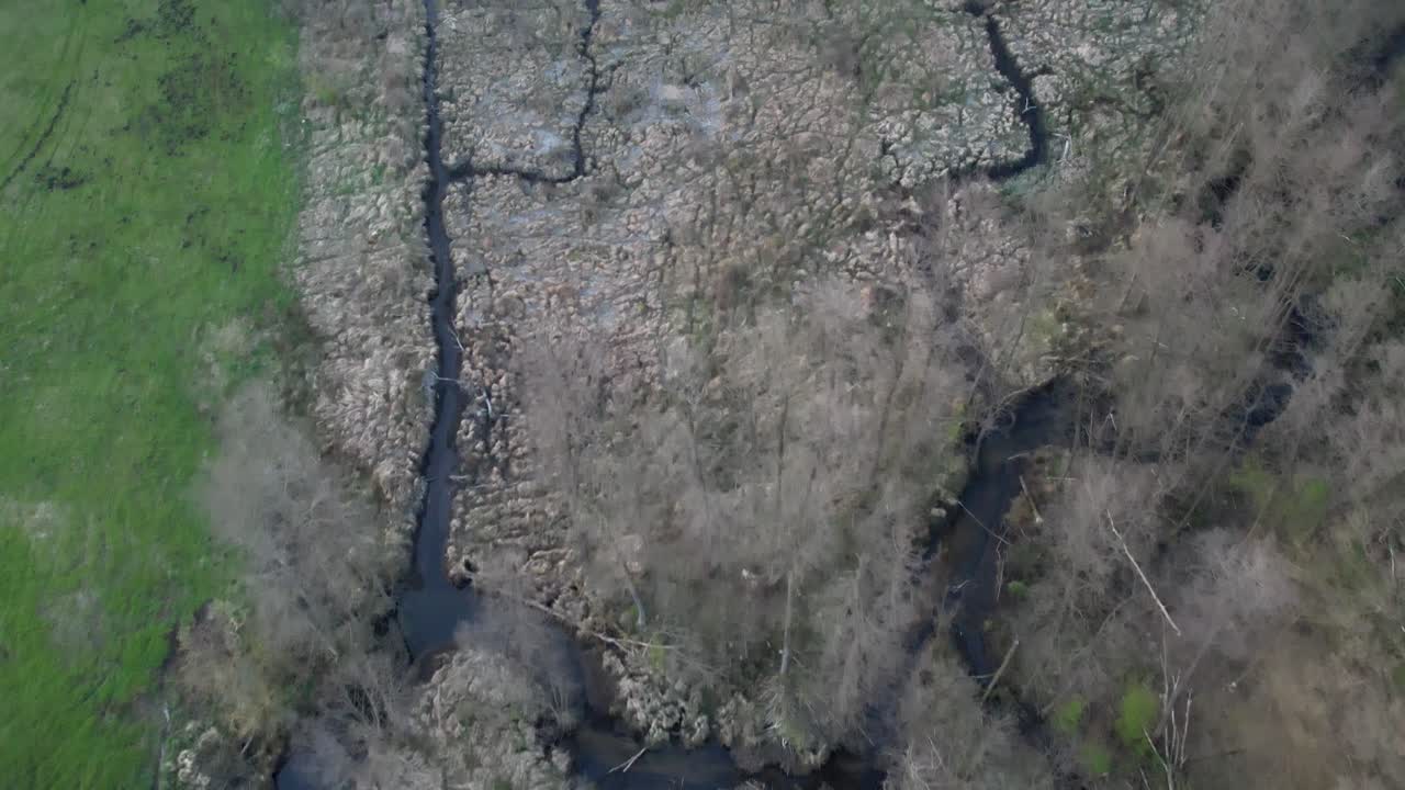 그린 필드와 코티지가 있는 시골 항공 영상