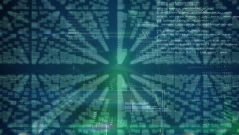 animación del procesamiento de datos y carpetas con candado de seguridad en línea en segundo plano
