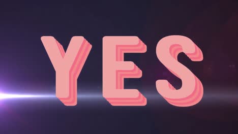 Animation-of-yes-text-with-lens-flares-over-black-background