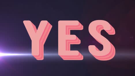 animation of yes text with lens flares over black background