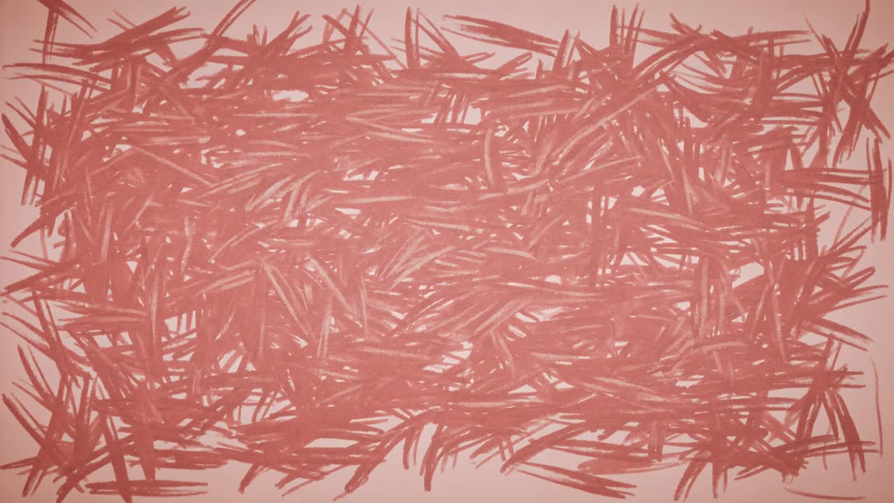 Verblassendes rotes Pinselstrich-Rechteck auf blassrosa Leinwand, ausgelöst durch eine Bildüberblendung, die den Hintergrund offenbart.
