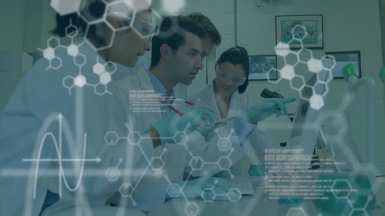 animación de datos científicos sobre diversas trabajadoras y trabajadores de laboratorio