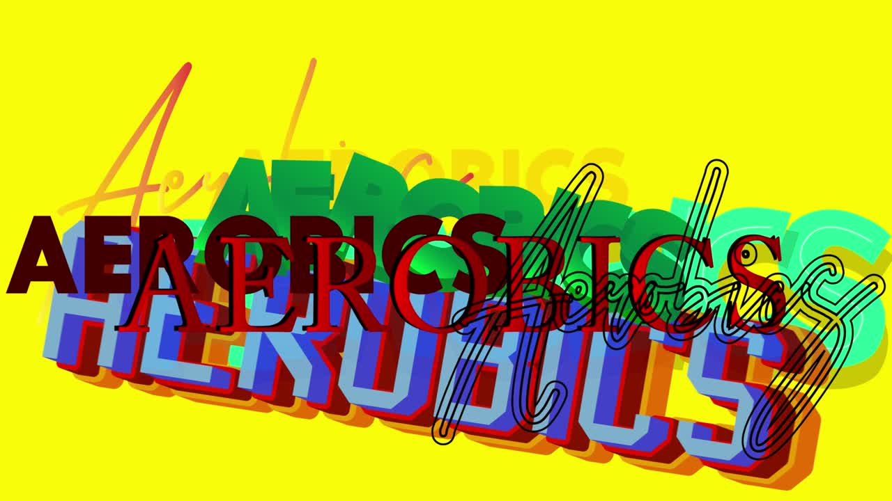Animated fun, abstract Aerobics word cloud.