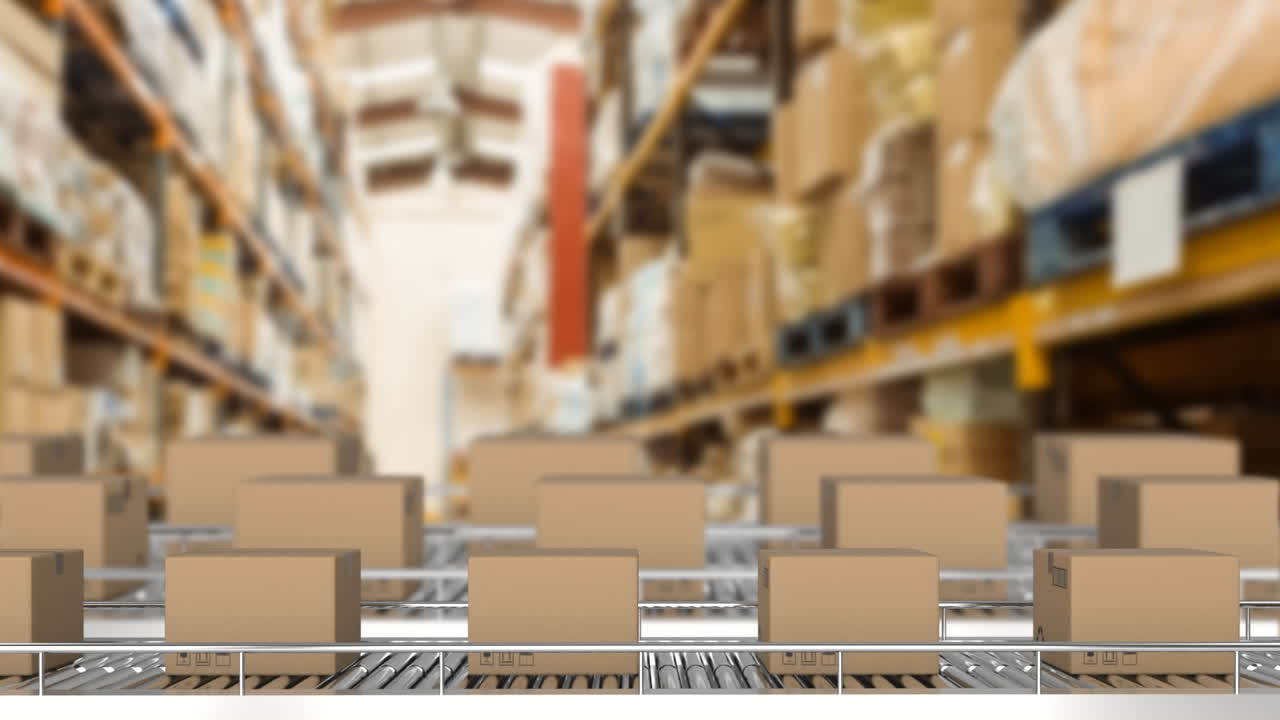 animación de cajas de cartón de cartón trasfondo del transportador