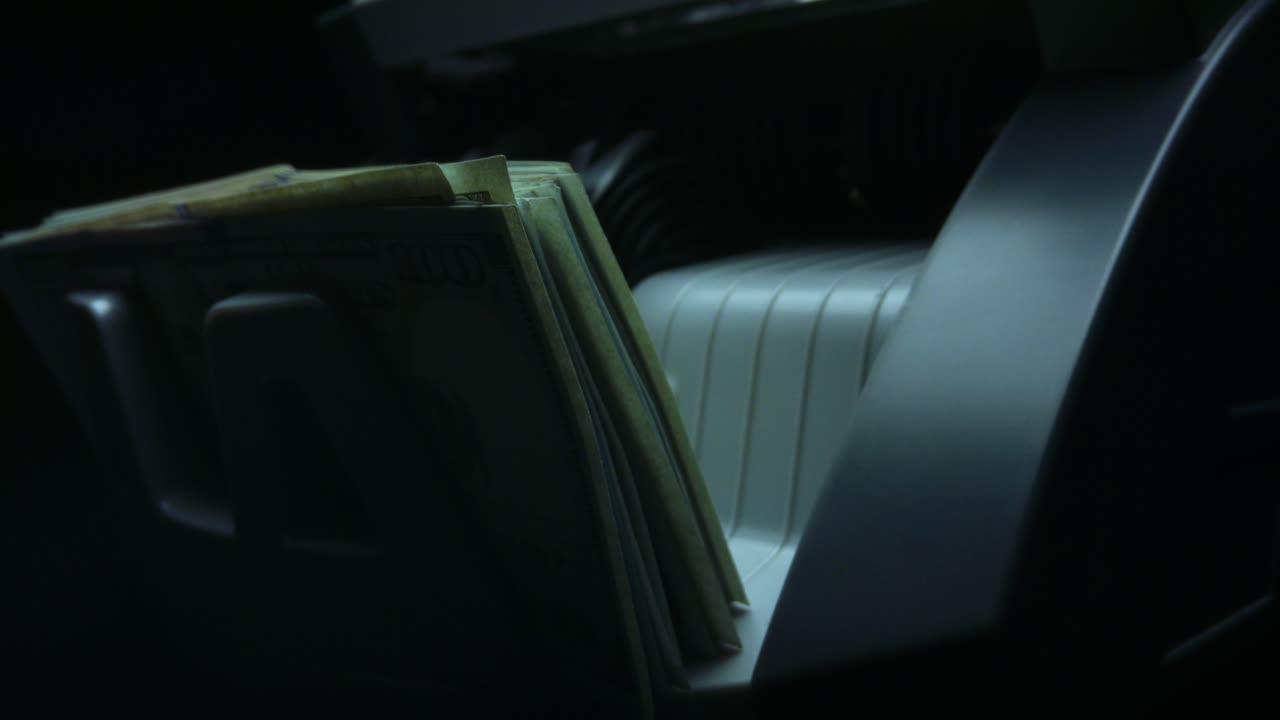 Money counting machine. Bank automatic equipment for calculation paper currency