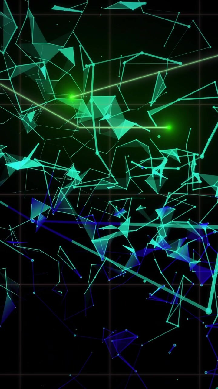 Animazione di forme che si muovono su punti luminosi