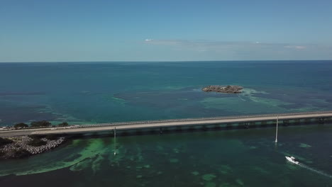 seven mile bridge view from drone in the florida keys
