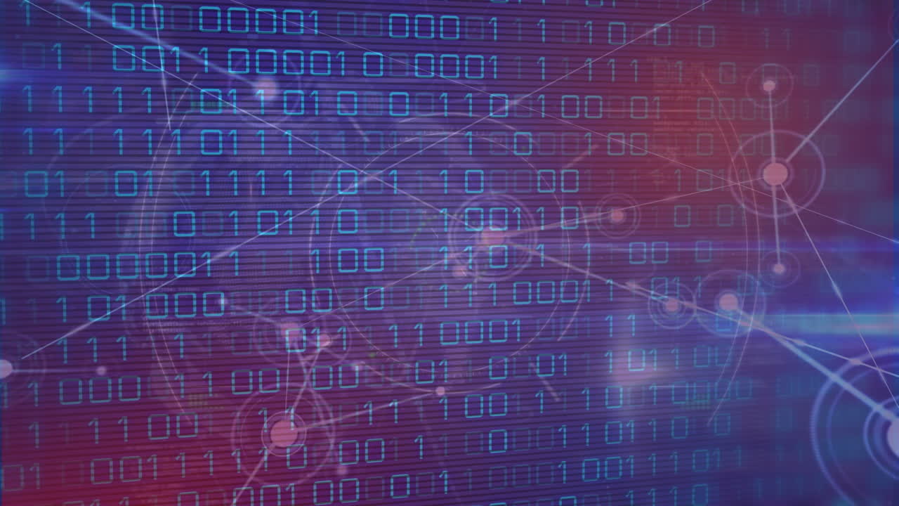 animación del procesamiento de datos sobre un fondo azul