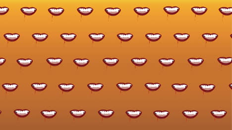 animación de la caída de las bocas de los vampiros sobre un fondo naranja