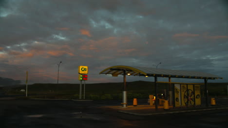 small and rural petrol station in blonduos town in iceland