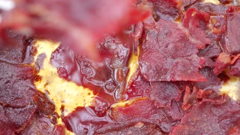 closeup of beef jerky