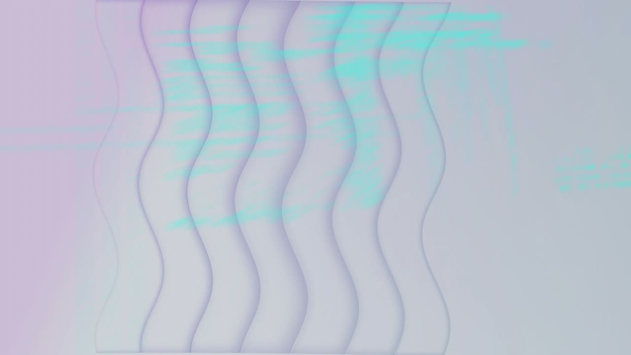 Pastel wavy panels floating over backdrop while displaying turquoise code fragments in flat design