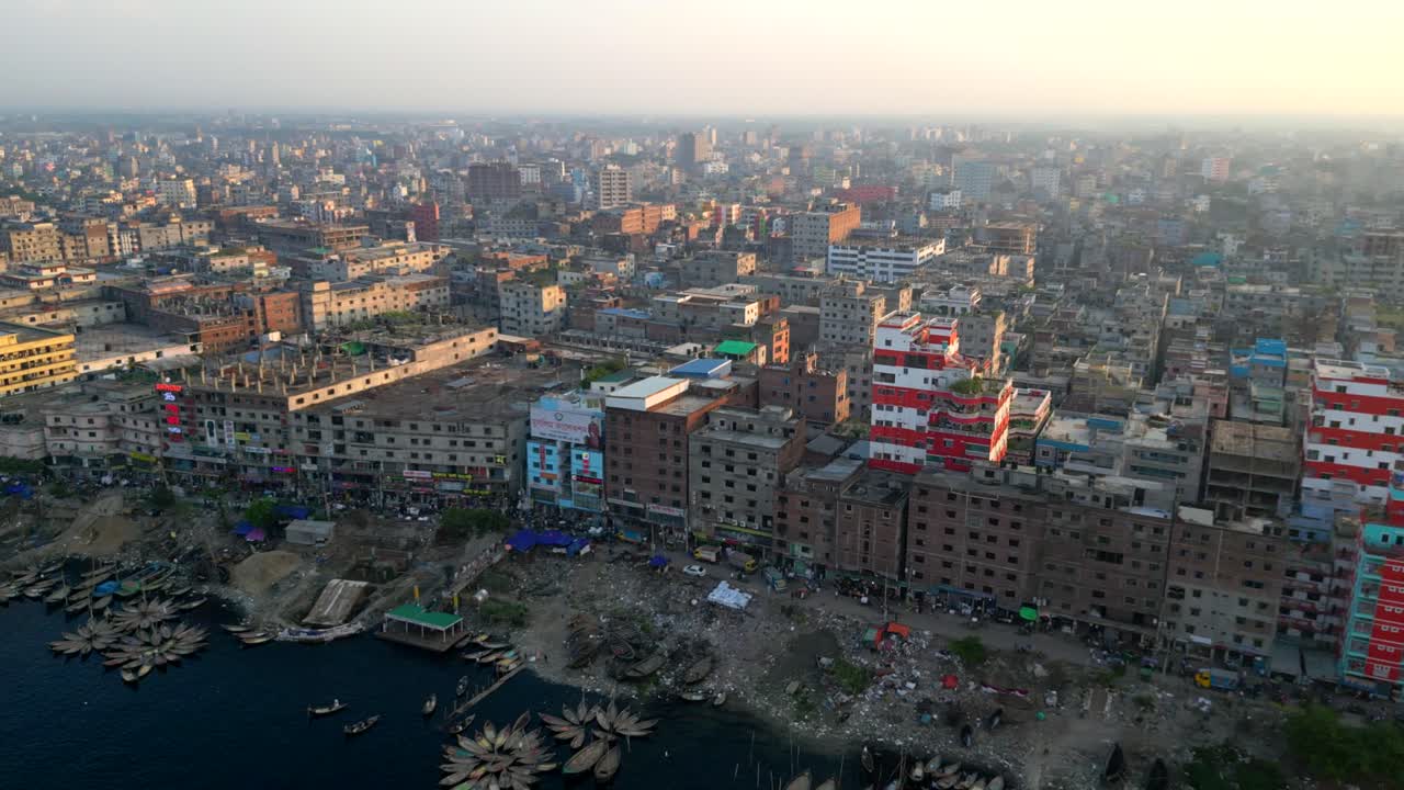 Drone shot Dhaka city in Bangladesh. Beautiful aerial view megacity