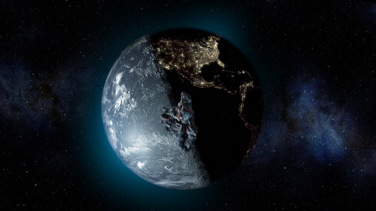 큰 불과 연기 구름으로 된 땅