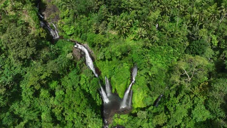 cascadas triples de fiji en el paraíso tropical de bali, exuberante selva verde