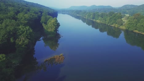 aerial shot of the river