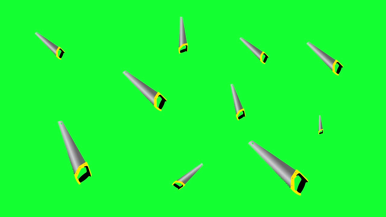 드 도구가 녹색 화면에 떨어지는 애니메이션 크로마 키, 그래픽 요소, 원활한 루프