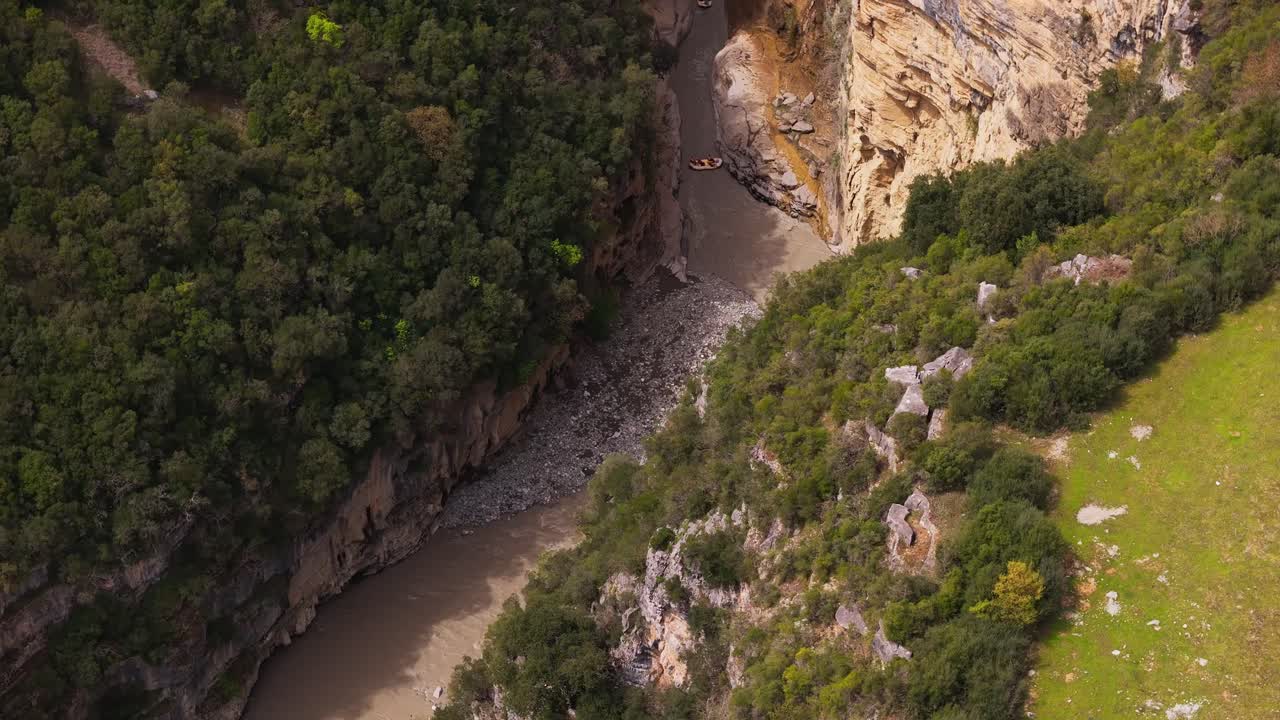 Aerial view of Osum Canyon in Berat, Albania, showcasing natural beauty