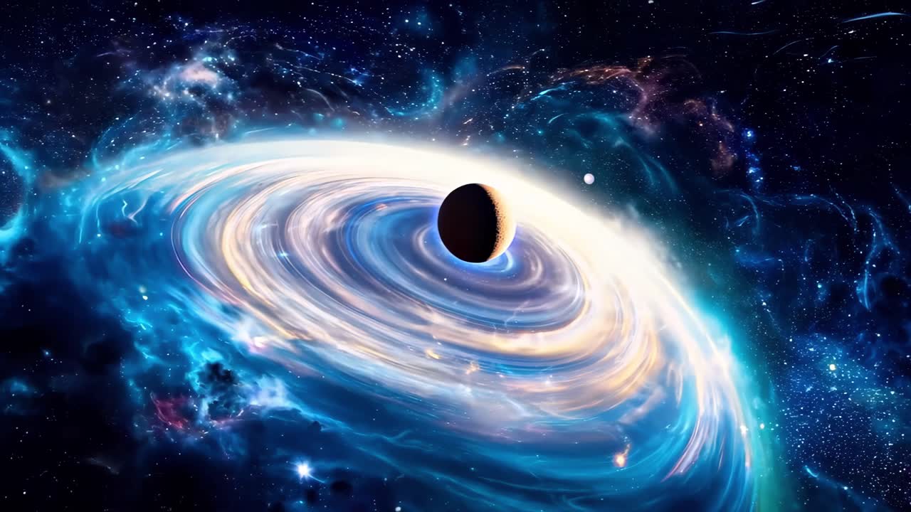 Viaggio cosmico attraverso pianeti e stelle, la telecamera scivola attraverso il paesaggio cosmico, video.