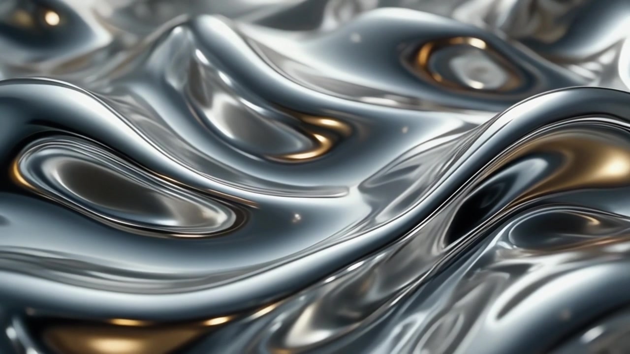 Abstract Liquid Metal Surface with Smooth Flowing Waves
