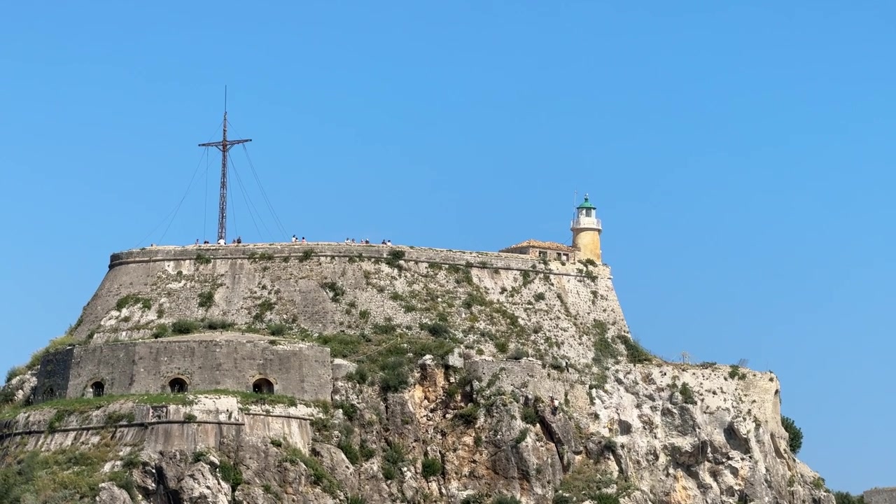 Vecchia Fortezza Paleo Frourio nella città di Corfù, Grecia, costruita dai Veneziani nel XV secolo su una penisola rocciosa
