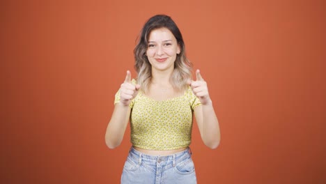 young woman giving motivational speech to camera.