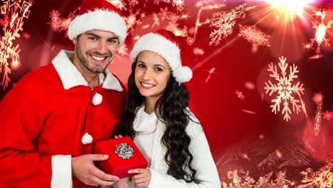 Christmas-Winter-couple-with-snowflakes-and-gift